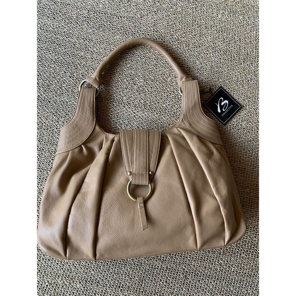 B Collective by Buxton Shoulder Bag Genuine Grain Leather Tan Womens Purse New - Picture 1 of 7